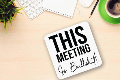 This Meeting Is Bullshit Funny Rude Office Coffee Mug & Coaster Gift Set Joke Work Mug Gift