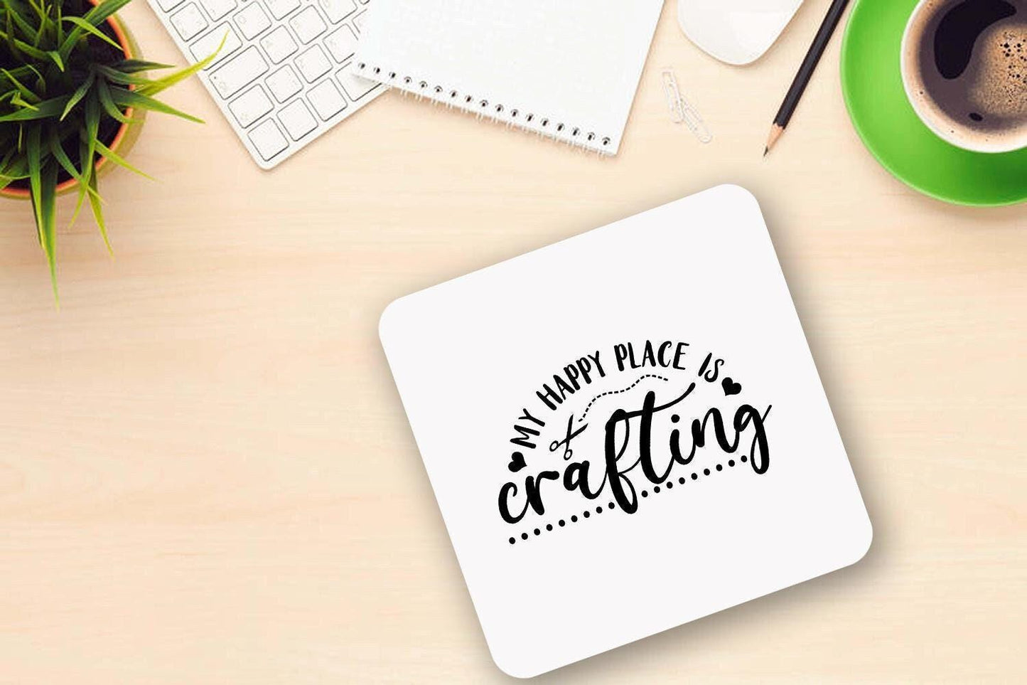 My Happy Place Is Crafting - Funny Novelty Mug & Coaster Coffee Tea Cup Artistic Gift