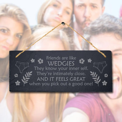 Funny Wedgie Friends Laser Engraved Slate Plaque Sign