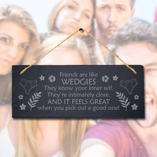 Funny Wedgie Friends Laser Engraved Slate Plaque Sign