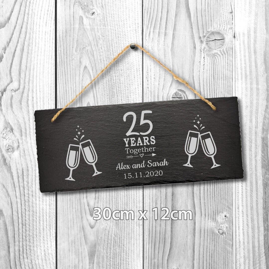 Personalised Couples Name Year Date Wedding Anniversary Hanging Slate Gift Sign
