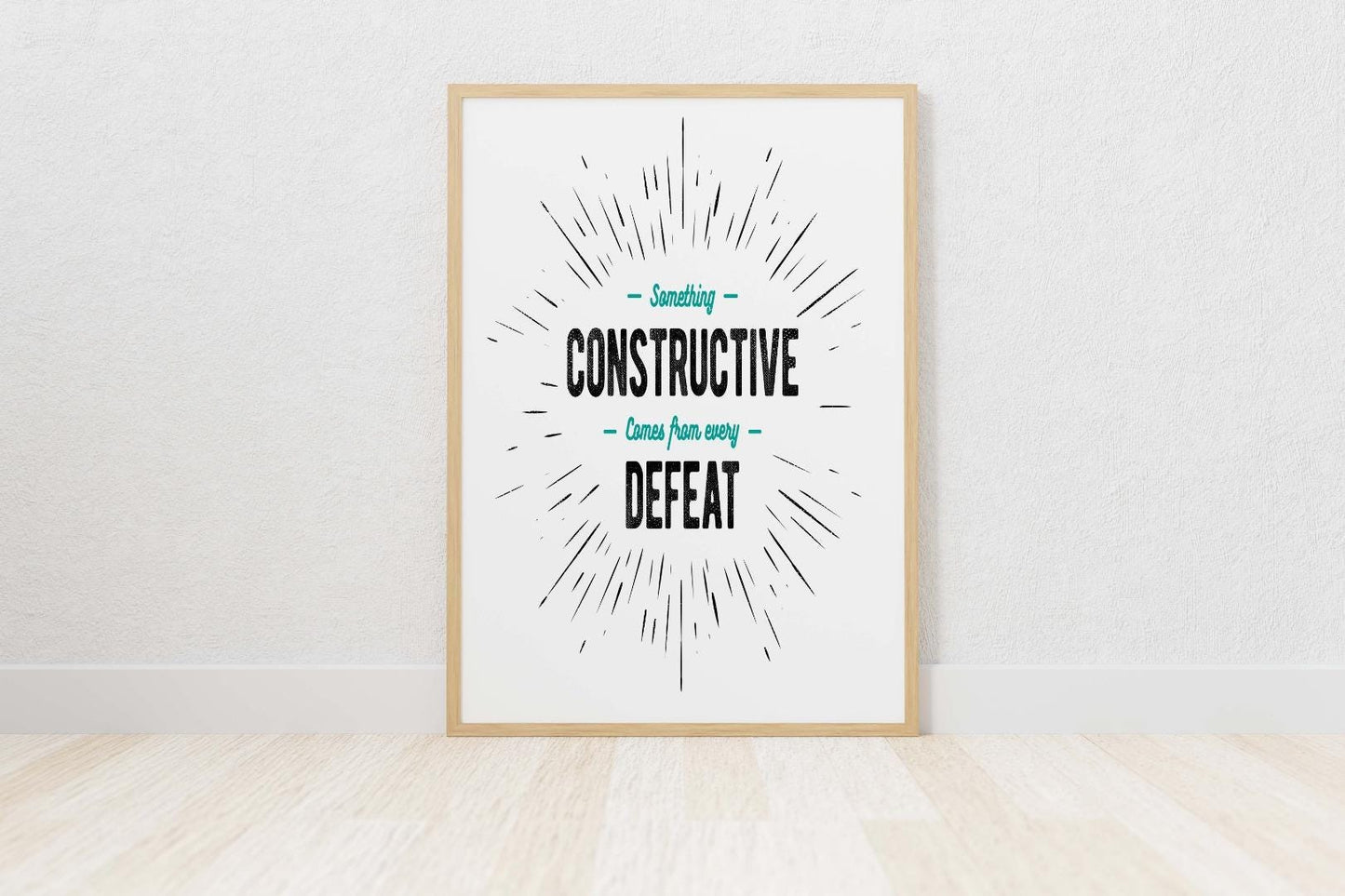 Something Constructive Comes Defeat Inspirational Quote Poster Print Wall