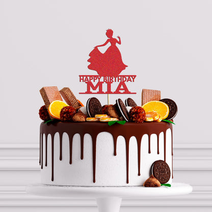 Princess Cake Topper Personalised Ball Gown Decoration for Girls Customise with Any Name