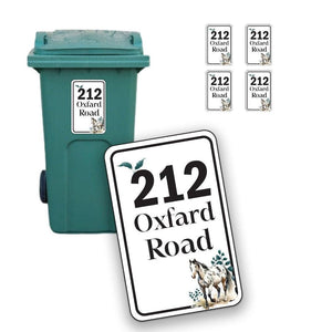 Personalised Horse Wheelie Bin Sticker: Custom Street Name & Number