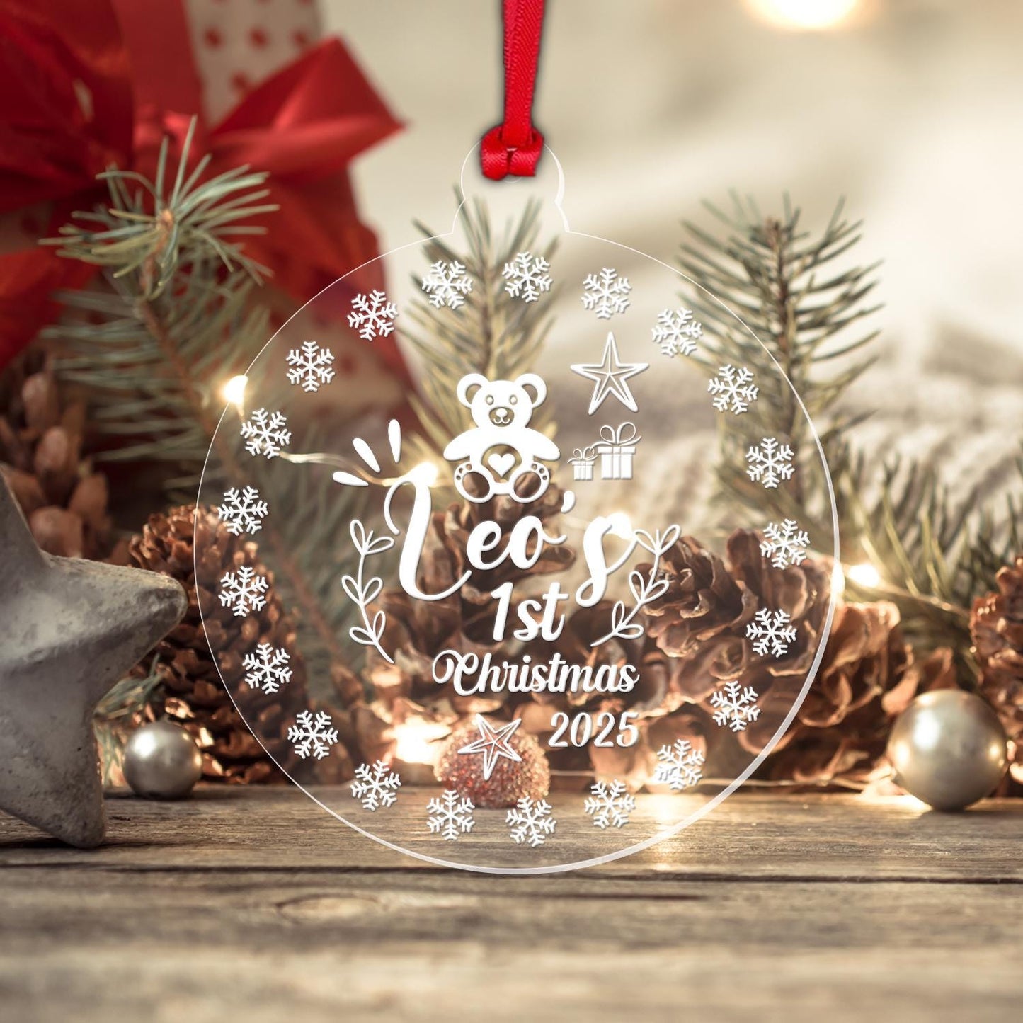 Personalised First Christmas Bauble: Acrylic Keepsake Ornament