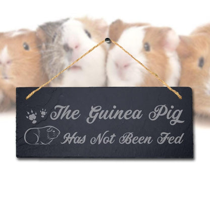 The Guinea Pig Has Not Been Fed Laser Engraved Hanging Slate Pigsty Plaque Sign