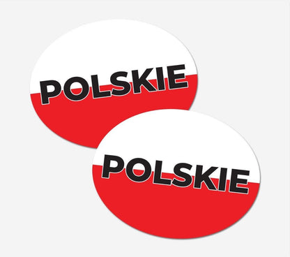 2 X Polskie Car Stickers Poland Flag Oval Self-adhesive Vinyl Car, Van, Lorry