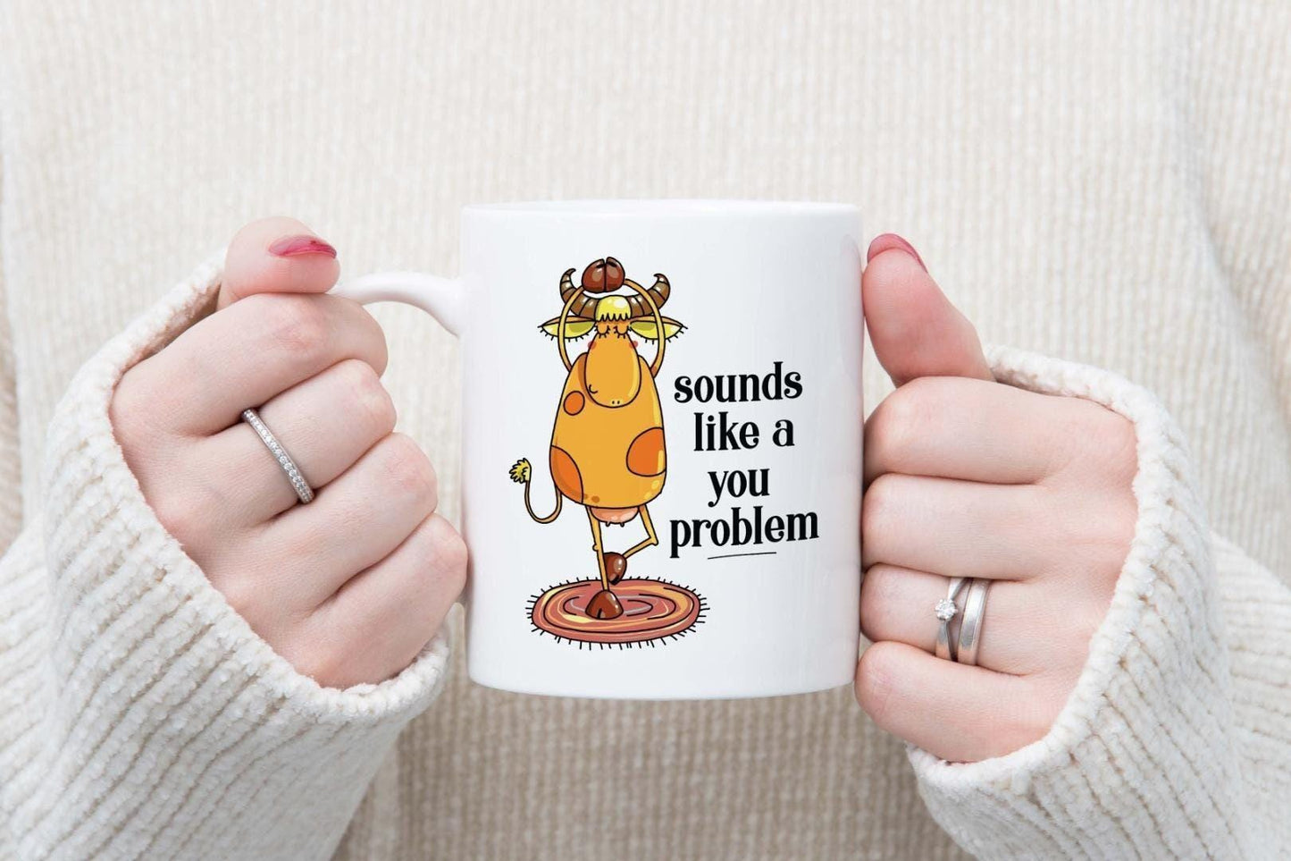 Funny Cow Coffee Mug & Coaster Set, Joke Cup, Office Gift