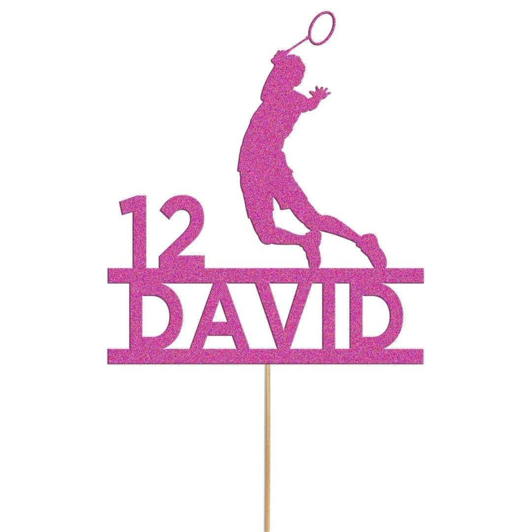 Personalised Badminton Cake Topper: Glitter Birthday Party Decoration