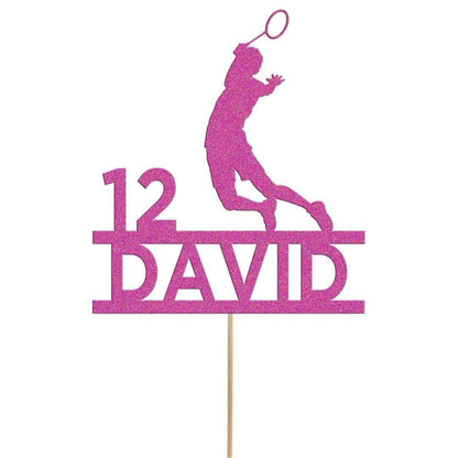 Personalised Badminton Cake Topper: Glitter Birthday Party Decoration