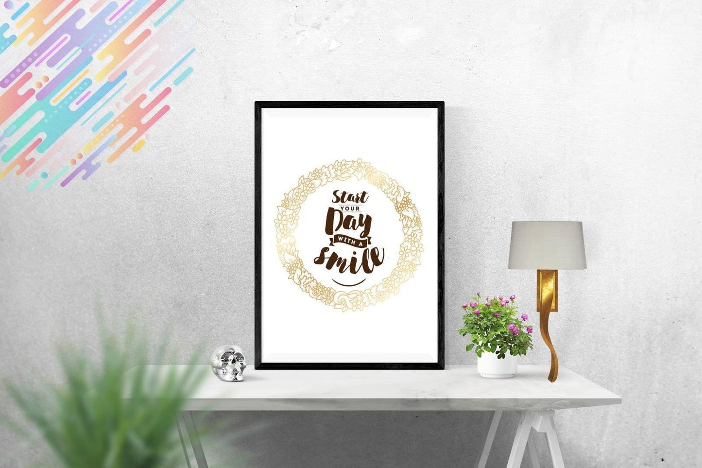 Stay Your Day With A Smile Inspirational Positive Quote Poster Print Wall