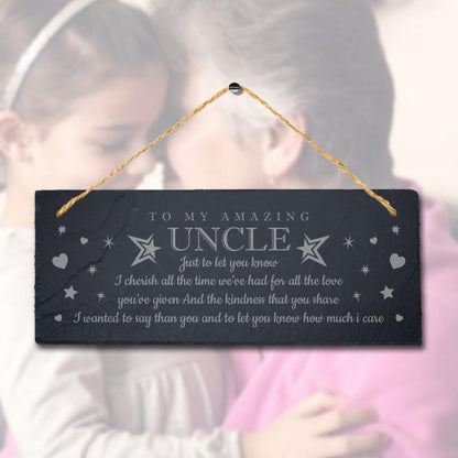 Engraved Slate Uncle Plaque - Father's Day Gift