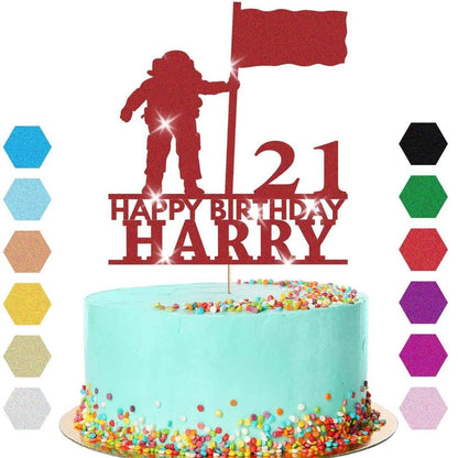 Astronaut Moon Cake Topper Personalised Boys Birthday Decoration Any Name & Age