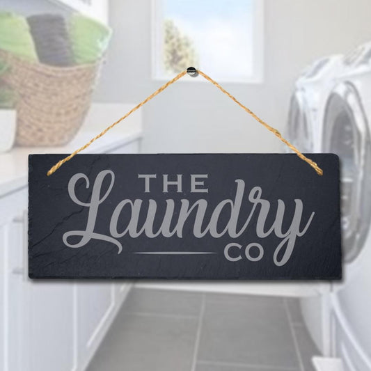 Laundry Laser Engraved Hanging Slate Washing Hub Kitchen Home Rustic Plaque Sign