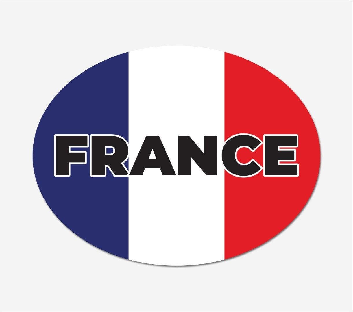 2 X France Flag Oval Car Stickers - Self-Adhesive Vinyl