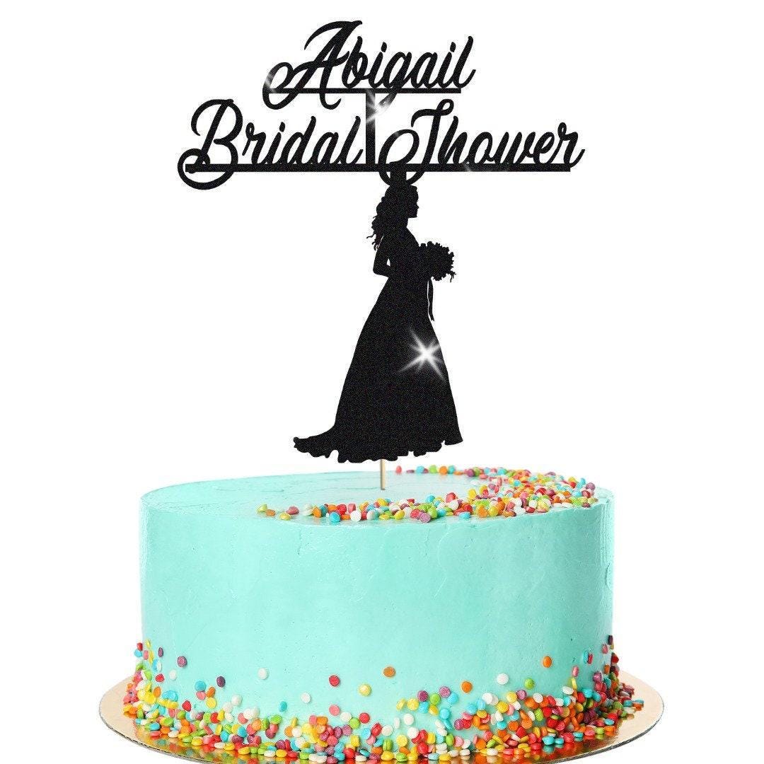 Glitter Cake Topper - Bridal Shower - Personalised Decor For Wedding Celebration