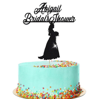 Glitter Cake Topper - Bridal Shower - Personalised Decor For Wedding Celebration