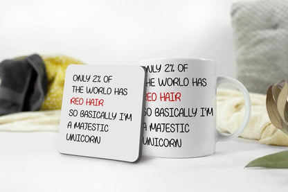 Red Hair Mug & Coaster Set: Funny Birthday Gift