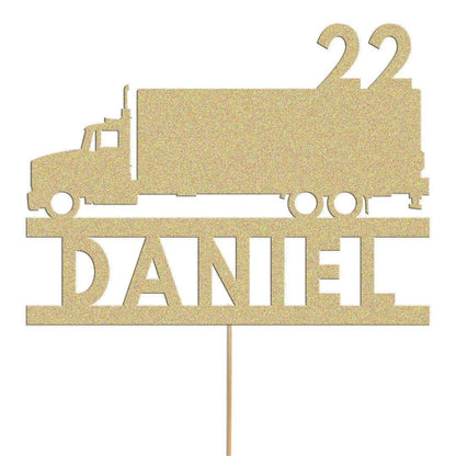 Personalised Glitter Truck Cake Topper: Lorry Driver Decoration