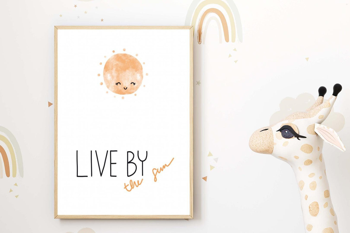 Live The Sun Kids Boho Watercolour Hand Painted Effect Nursery Wall Art Poster