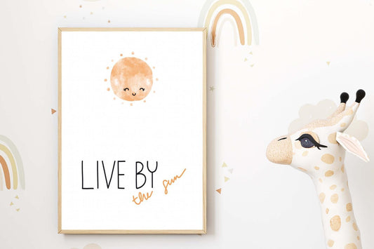 Live The Sun Kids Boho Watercolour Hand Painted Effect Nursery Wall Art Poster
