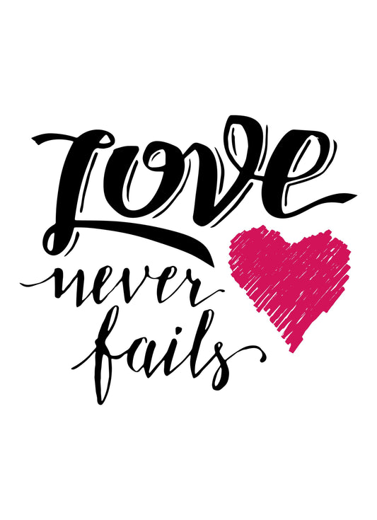 Love Never Fails Motivational Inspirational Love Positive Quote Poster Wall