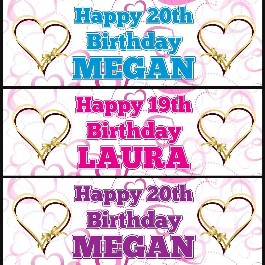Personalised Heart Birthday Banner: Gold Party Decorations (Set of 2)