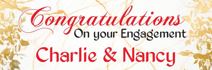 2x Personalised Rose Gold Engagement Party Banners Couples Names Decoration Poster