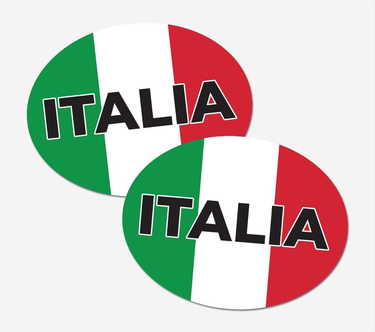 2 X Italia Car Stickers Italy Flag Oval Self-adhesive Vinyl Car, Van, Lorry