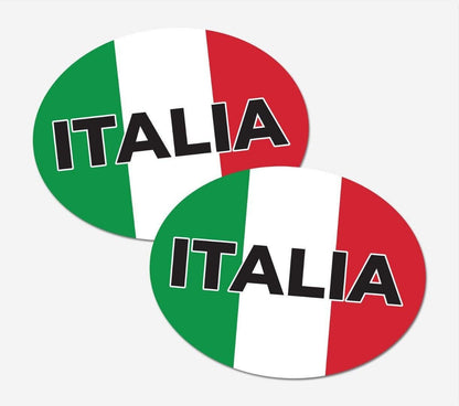 2 X Italia Car Stickers Italy Flag Oval Self-adhesive Vinyl Car, Van, Lorry