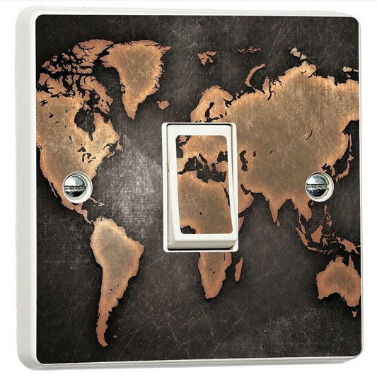 World Map Black Light Switch Sticker Cover Vinyl Skin Wall Decal Decor