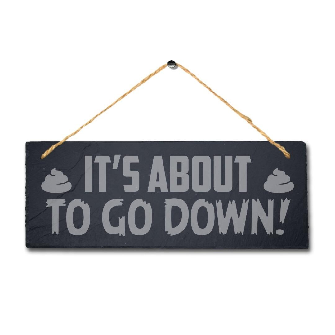 Wc Hanging Slate Sign Engraved Plaque Funny Toilet Restroom Washroom Home Gift