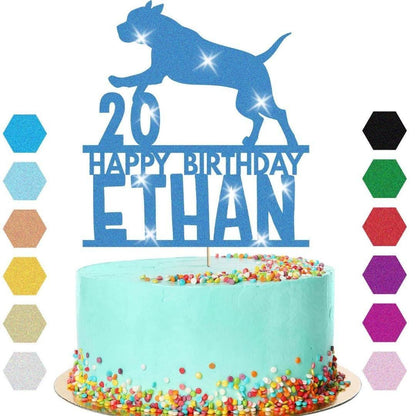 Dog Cake Topper Personalised Pup Puppy Doggy Birthday Decoration Any Name Age