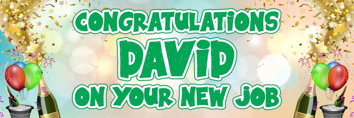 Personalised Congratulations Banner: New Job, Passing Exam, Champagne Theme (Set of 2)