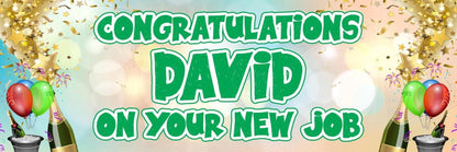Personalised Congratulations Banner: New Job, Passing Exam, Champagne Theme (Set of 2)