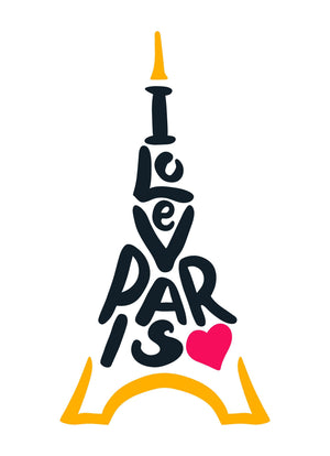 I Love Pairs Eiffel Tower Inspirational Love Positive Quote Poster Wall