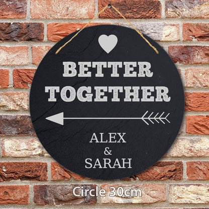 Personalised Engraved Better Together Couples Engagement Wedding Hanging Slate Plaque Gift