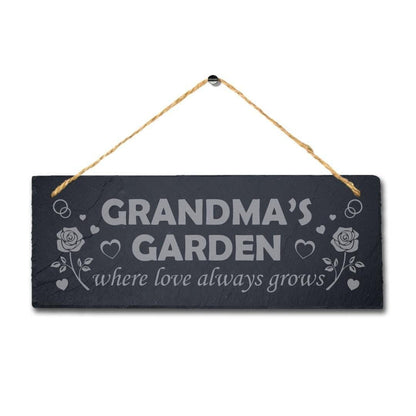 Personalised Garden Hanging Slate Sign Engraved Plaque Mother Mum Grandma Gift