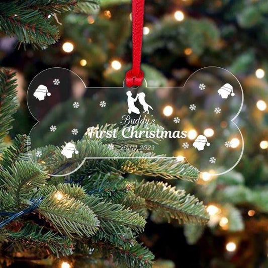 Personalised Dog First Christmas Bone Bauble Any Name Date Bauble Gift Keepsake Tree Dcor