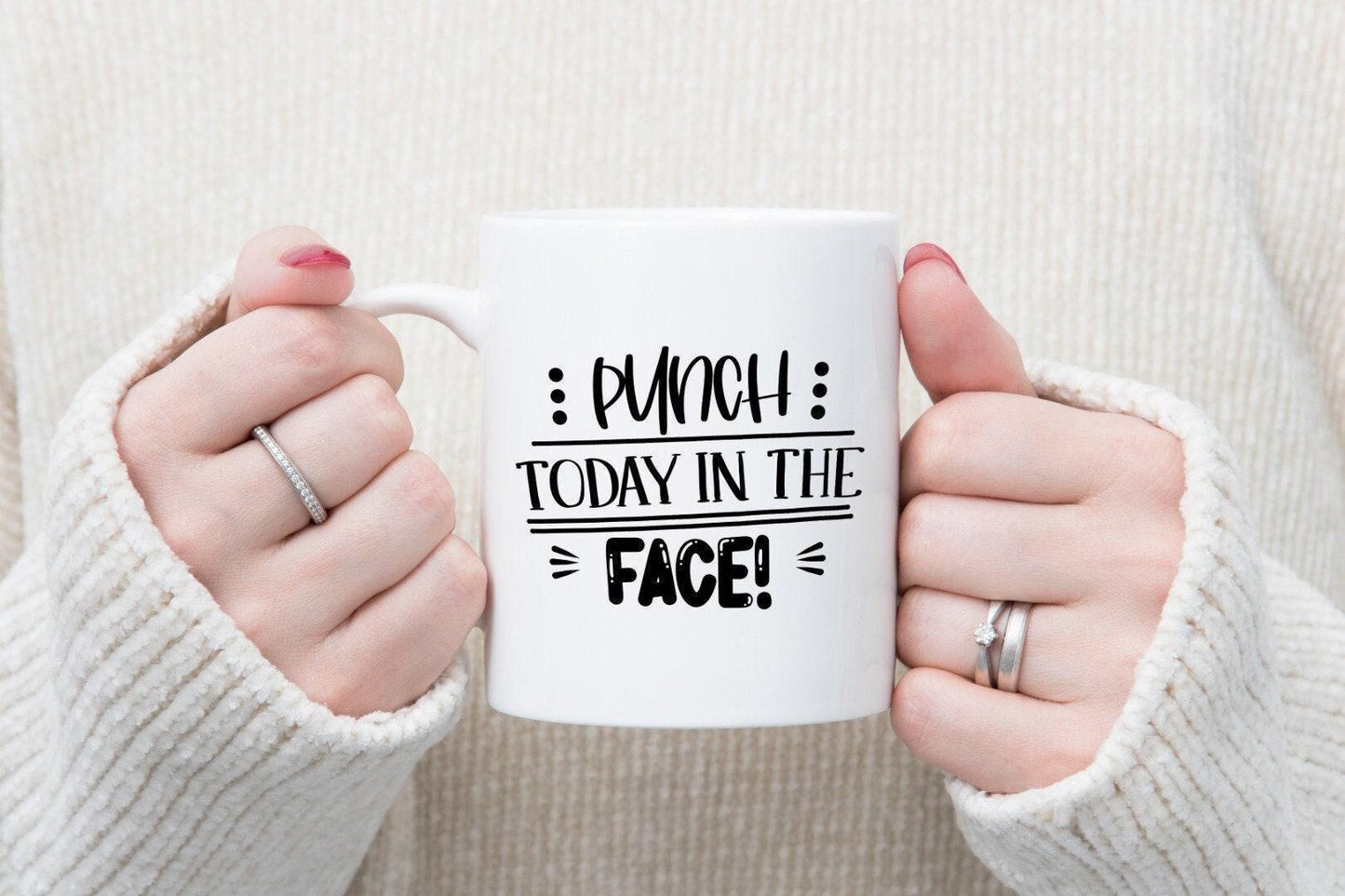 Punch Today In The Face -funny Ceramic Novelty Mug & Coaster Coffee Tea Cup Office Humour Gift