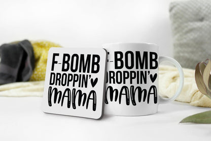 F-bomb Dropping Mum Mug & Coaster Set Funny Mummy Mothers Day Birthday Tea Gift