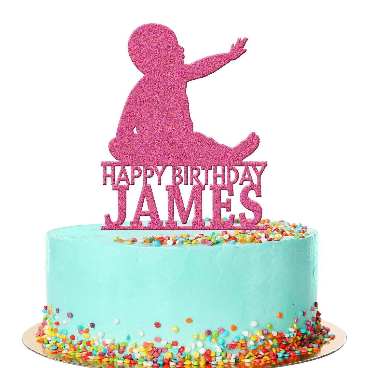 Personalised Acrylic Newborn Baby Boy Girl Birthday Cake Topper Decoration Gift