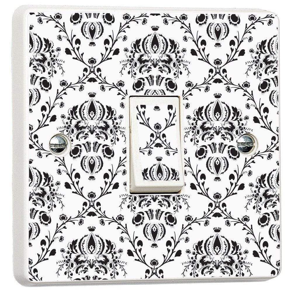 Vintage Black & White Pattern Vinyl Skin Light Switch Cover Skin Sticker Decal
