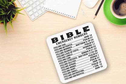 Bible Emergency Numbers Mug & Coaster Set - Christian Gift
