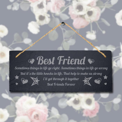 Best Friends Sometime Things Laser Engraved Hanging Slate Friendship Plaque Sign