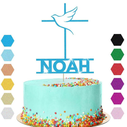 Personalised Cross With Dove Confirmation Cake Topper Congratulation Any Name