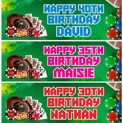 2 Personalised Casino Birthday Party Celebration Banners Decoration Posters