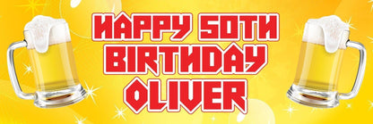 2 Personalised Beer Mugs Birthday Party Celebration Banners Decoration Posters