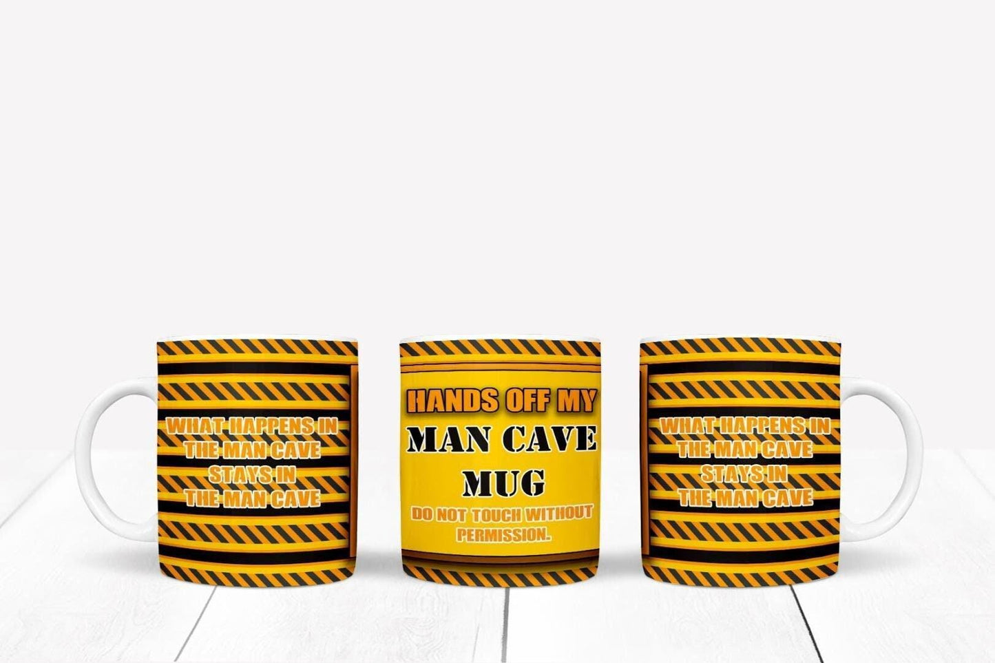 Hands Off Man Cave Mug and Coaster Set: Funny Novelty Gift