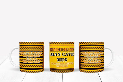 Hands Off Man Cave Mug and Coaster Set: Funny Novelty Gift